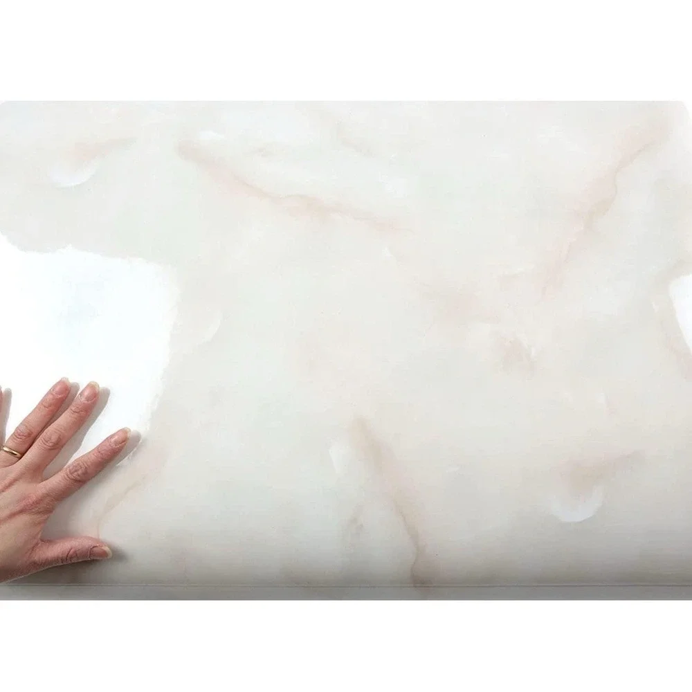 ROSEROSA Peel and‎ Stick Faux Glossy Marble Self-Adhesive Wallpaper  Countertop